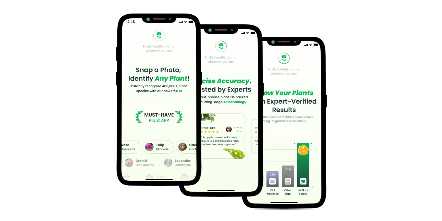 AI Plant Finder features presentation.